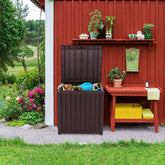 HAOYYE Outdoor Garden Storage Deck Box with Waterproof Plastic Construction, Large 51-Gallon Capacity Chest for Tools Cushions Toys and Patio Essentials, Durable Weather Resistant Storage Container with Seating Function